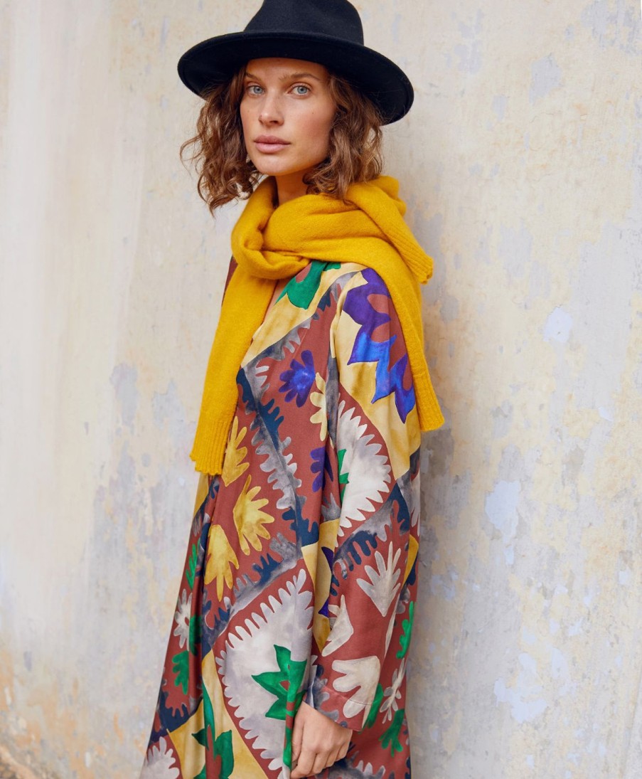 Clothing Momoni | Rodrigue Dress In Printed Viscose Twill - Multicolor Burnt