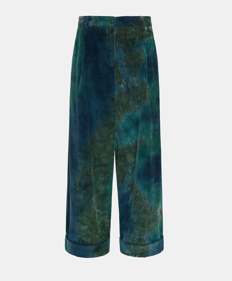 Clothing Momoni | Grecale Bis Pant In Tie Dye Corduroy - Multicolor Green