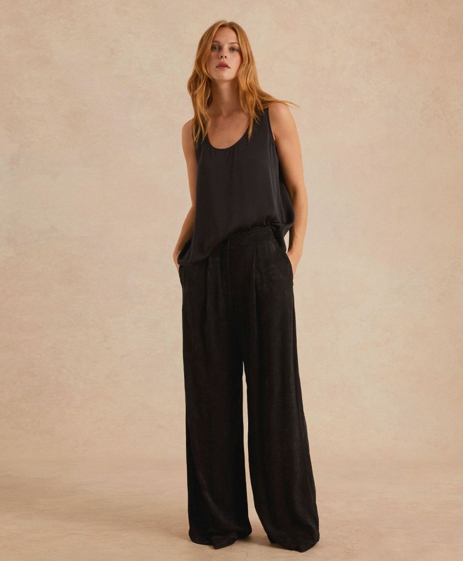 Clothing Momoni | Pascal Pant In Jacquard Cupro - Black