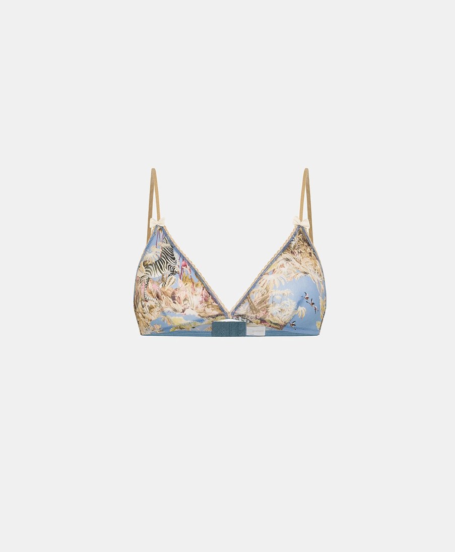 Underwear Momoni | Amethist Bra In Printed Nylon - Cerulean Blue/Multicolour