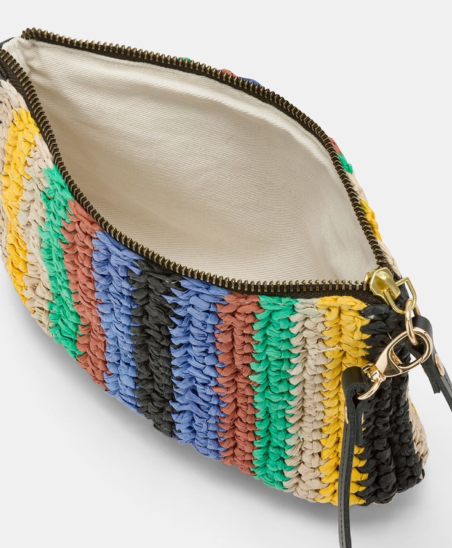 Shoes And Accessories Momoni | Yamir Bag In Striped Raffia - Multicolor