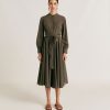 Clothing Momoni | Sinzias Dress With Cotton Voile - Army Green