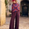 Clothing Momoni | Aspen Pant In Solid Colour Acetate Silk - Wine Red