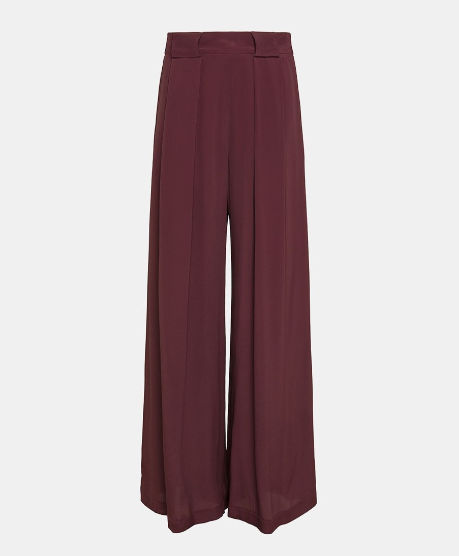 Clothing Momoni | Aspen Pant In Solid Colour Acetate Silk - Wine Red