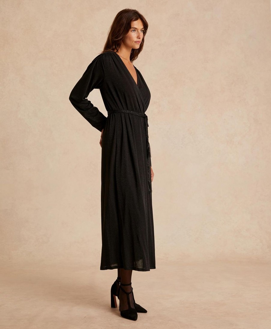 Clothing Momoni | Flavie Dress In Lurex Jersey - Black