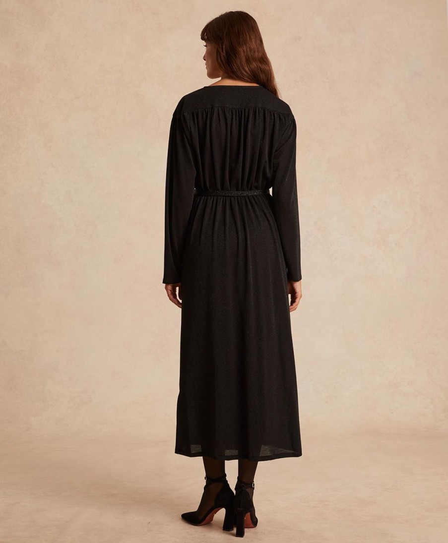 Clothing Momoni | Flavie Dress In Lurex Jersey - Black