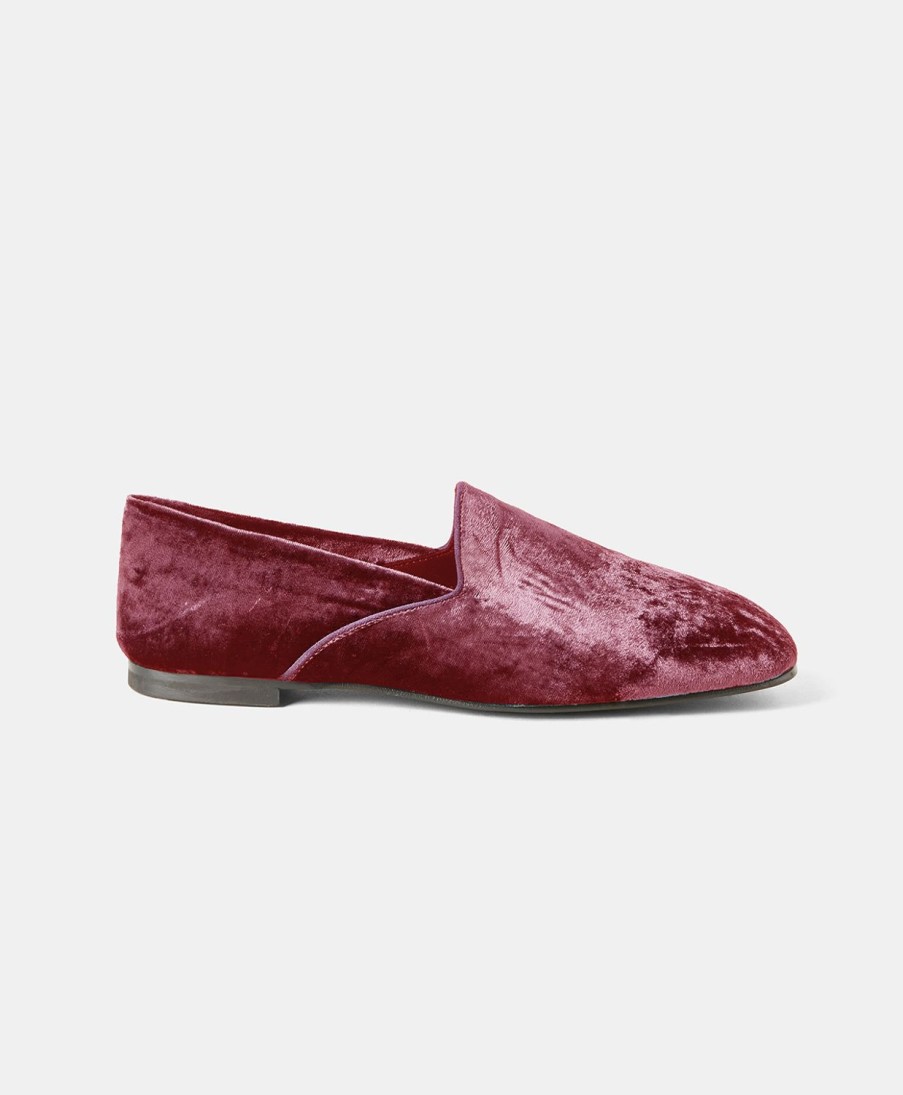 Shoes And Accessories Momoni | Lazare Loafers In Velvet - Bordeaux