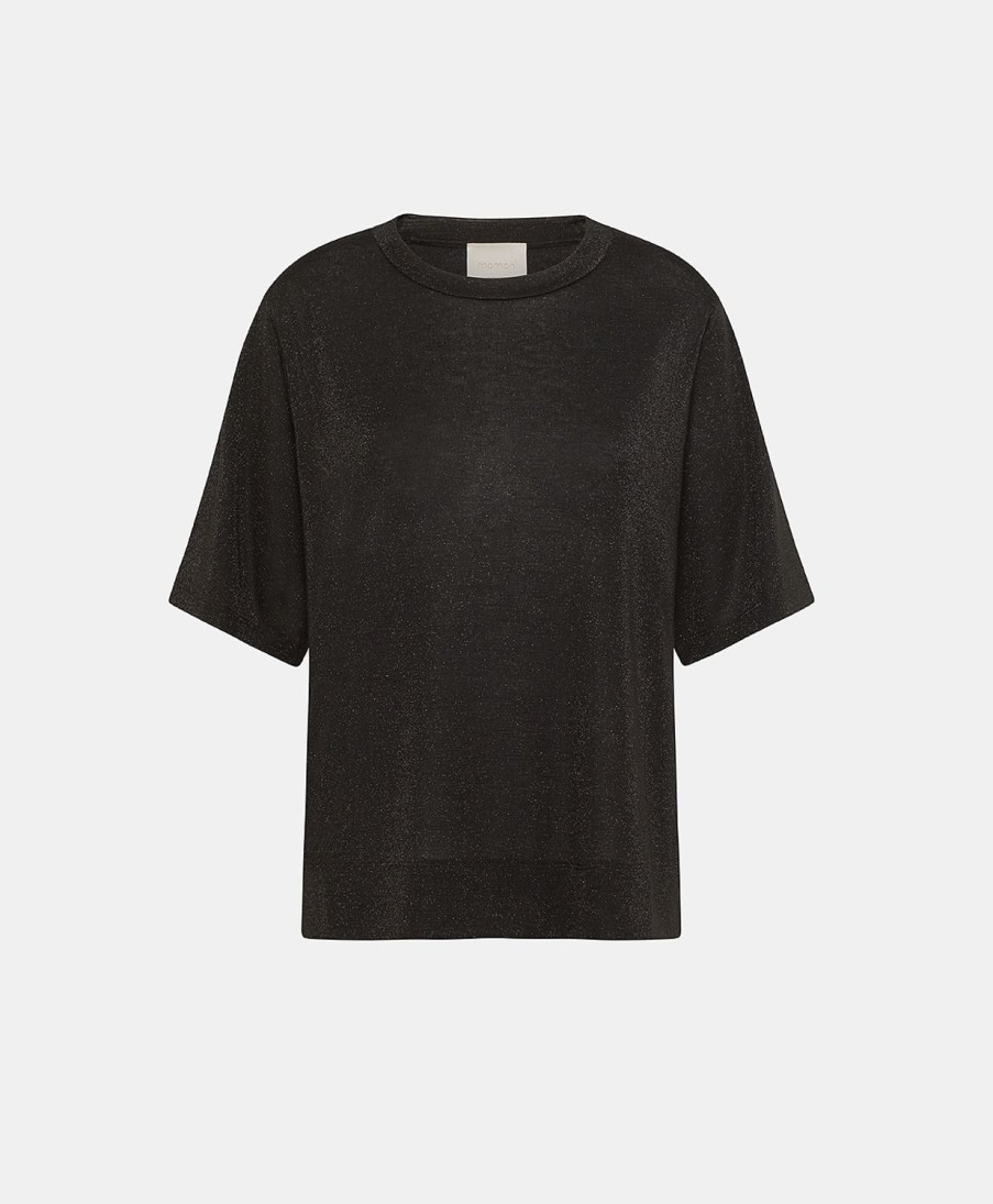 Clothing Momoni | Iora Tshirt In Lurex Jersey - Black