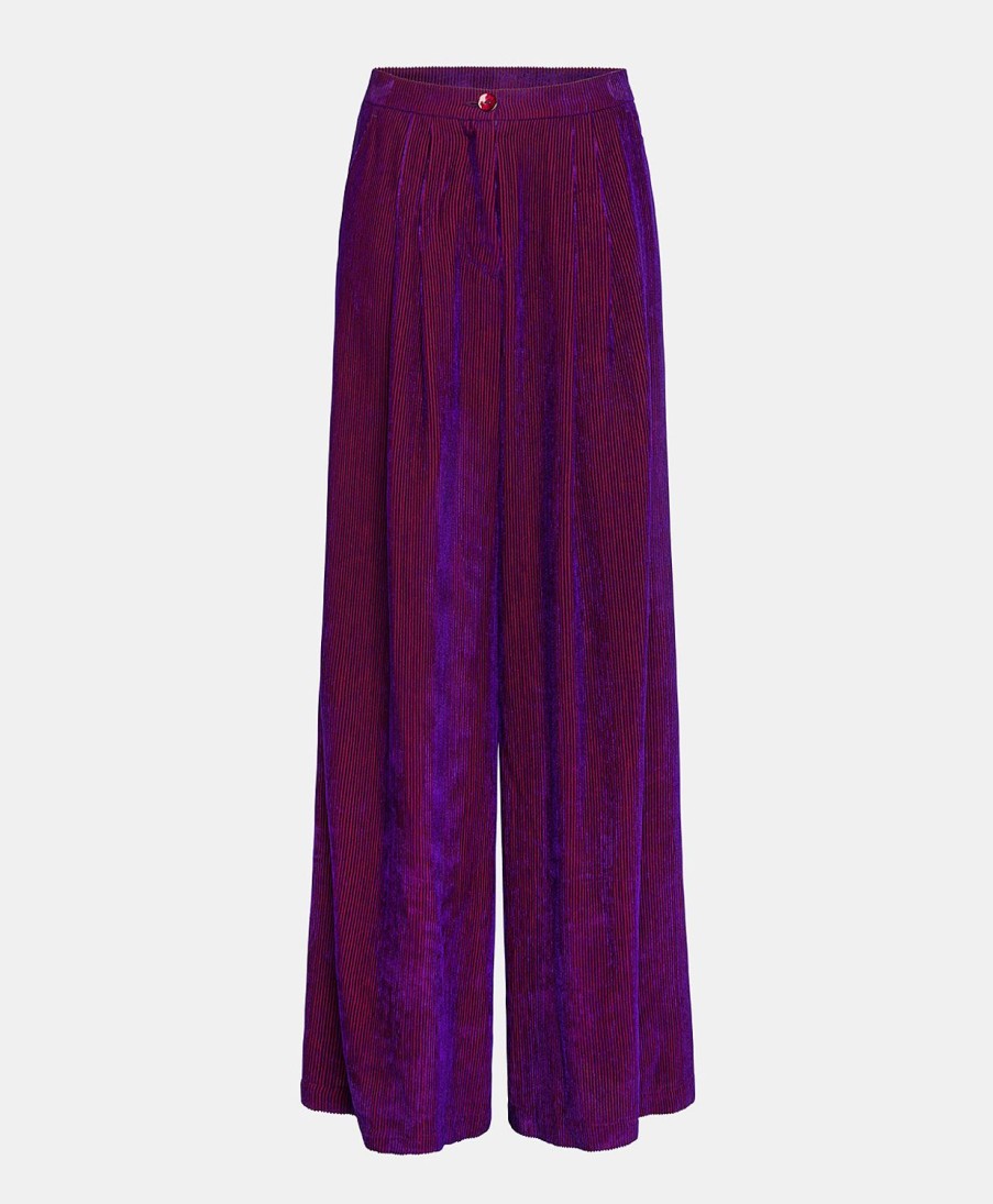 Clothing Momoni | Patrice Pant In Bi-Colour Ribbed Viscose Velvet - Violet