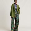 Clothing Momoni | Lanzarote Pant In Haboutai Silk - Dark Green Multicolour