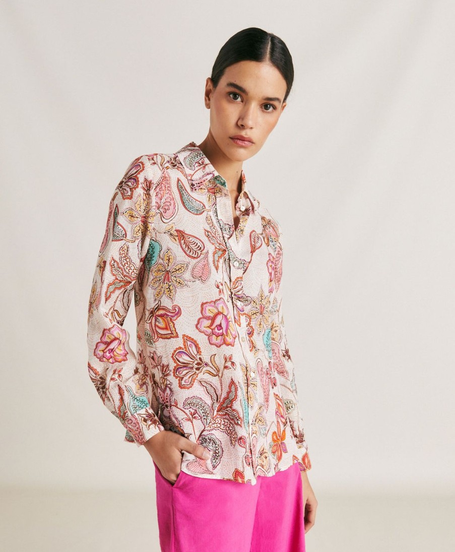 Clothing Momoni | Estreta Shirt In Viscose/Linen - Multicolor Pink