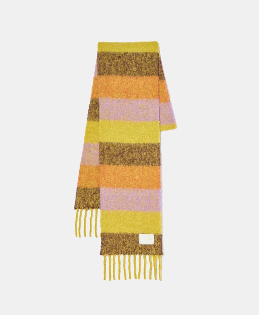 Shoes And Accessories Momoni | Benjamin Scarf In Striped Alpaca - Oil/Lilac