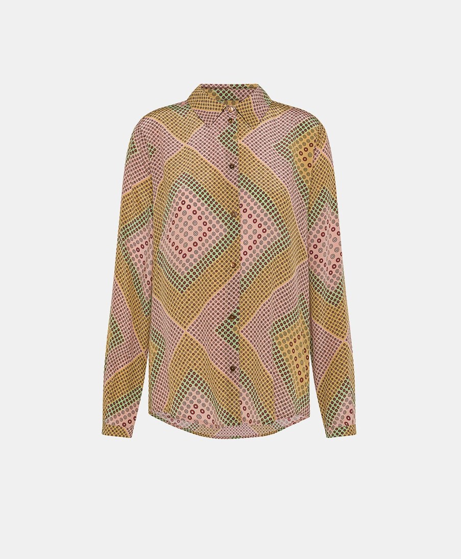 Clothing Momoni | Meudon Shirt In Printed Crepe De Chine - Pink/Beige