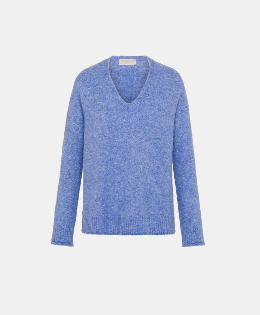 Clothing Momoni | Ostrya Knitwear Fleece-Effect Baby Alpaca - Cerulean