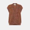 Clothing Momoni | Gilet Loup With Burn Out Half - Brown/Orange