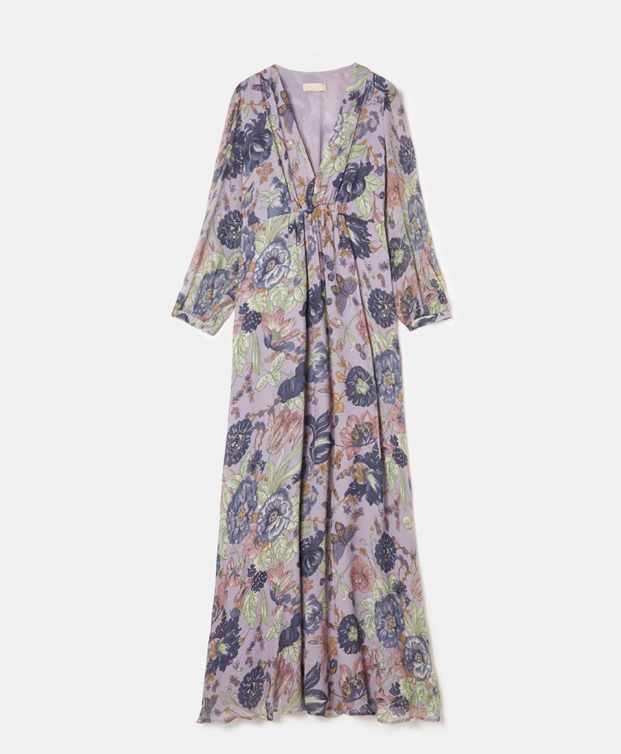 Clothing Momoni | Artemisia Dress In Printed Crepon - Lilac/Multicolour