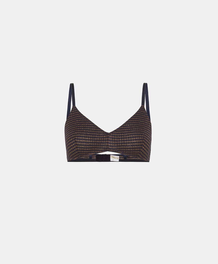 Underwear Momoni | Lucas Bra In Lurex Rib Stripe - Blue/Bronze