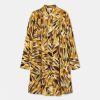 Clothing Momoni | Acanthis Dress In Printed Silk Crepe De Chine - Yellow/Blackberry