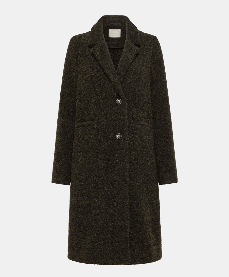 Clothing Momoni | Belgio Bis Coat In Boucle' Alpaca Wool - Dark Green