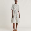 Clothing Momoni | Ilaria Dress In Poplin - Cream/Dusty