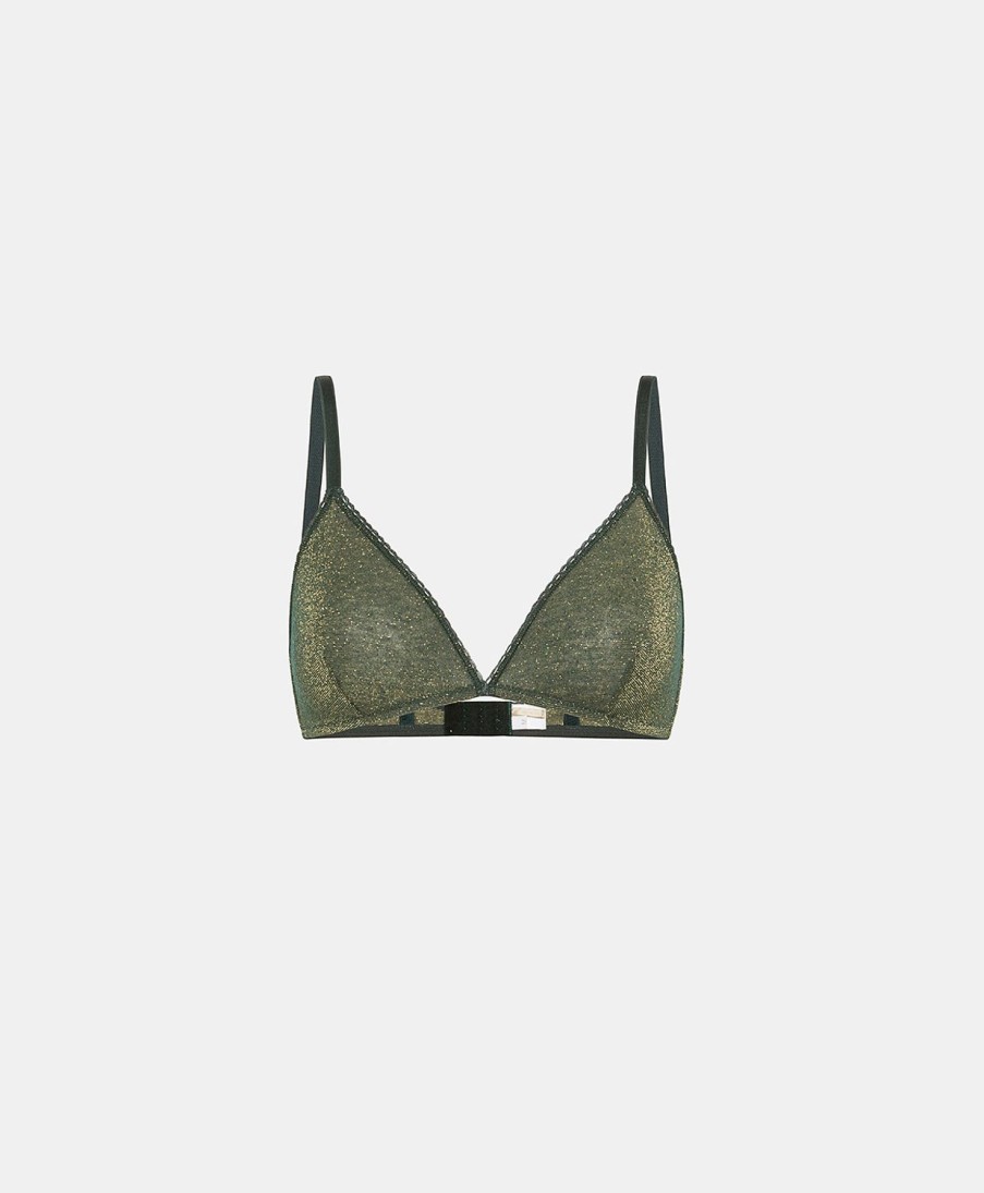 Underwear Momoni | Amethist Bra In Lurex Jersey - Forest Green