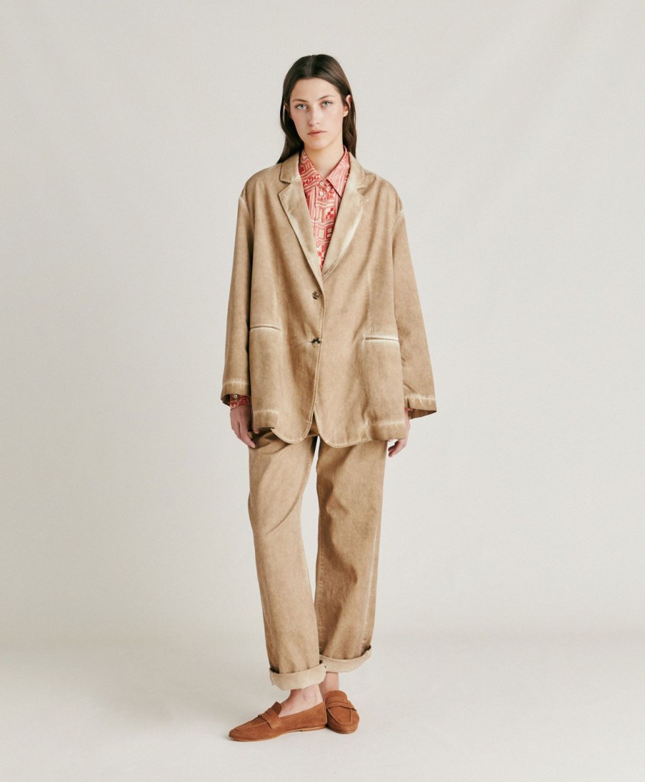 Clothing Momoni | Edith Jacket In Gabardine - Sand