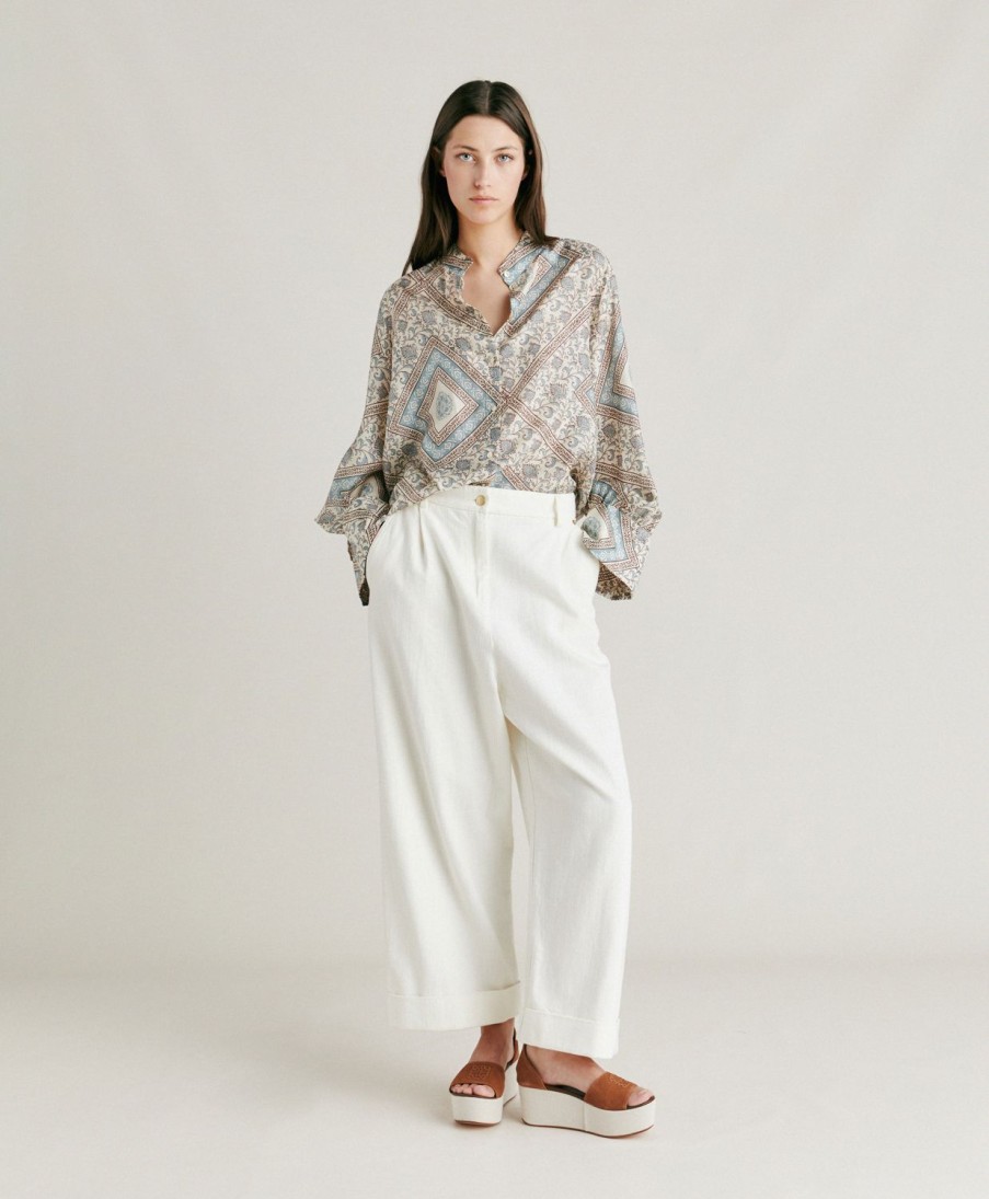 Clothing Momoni | Grecale Pant In Denim - Cream