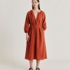 Clothing Momoni | Caldes Dress With Cotton Voile - Terracotta