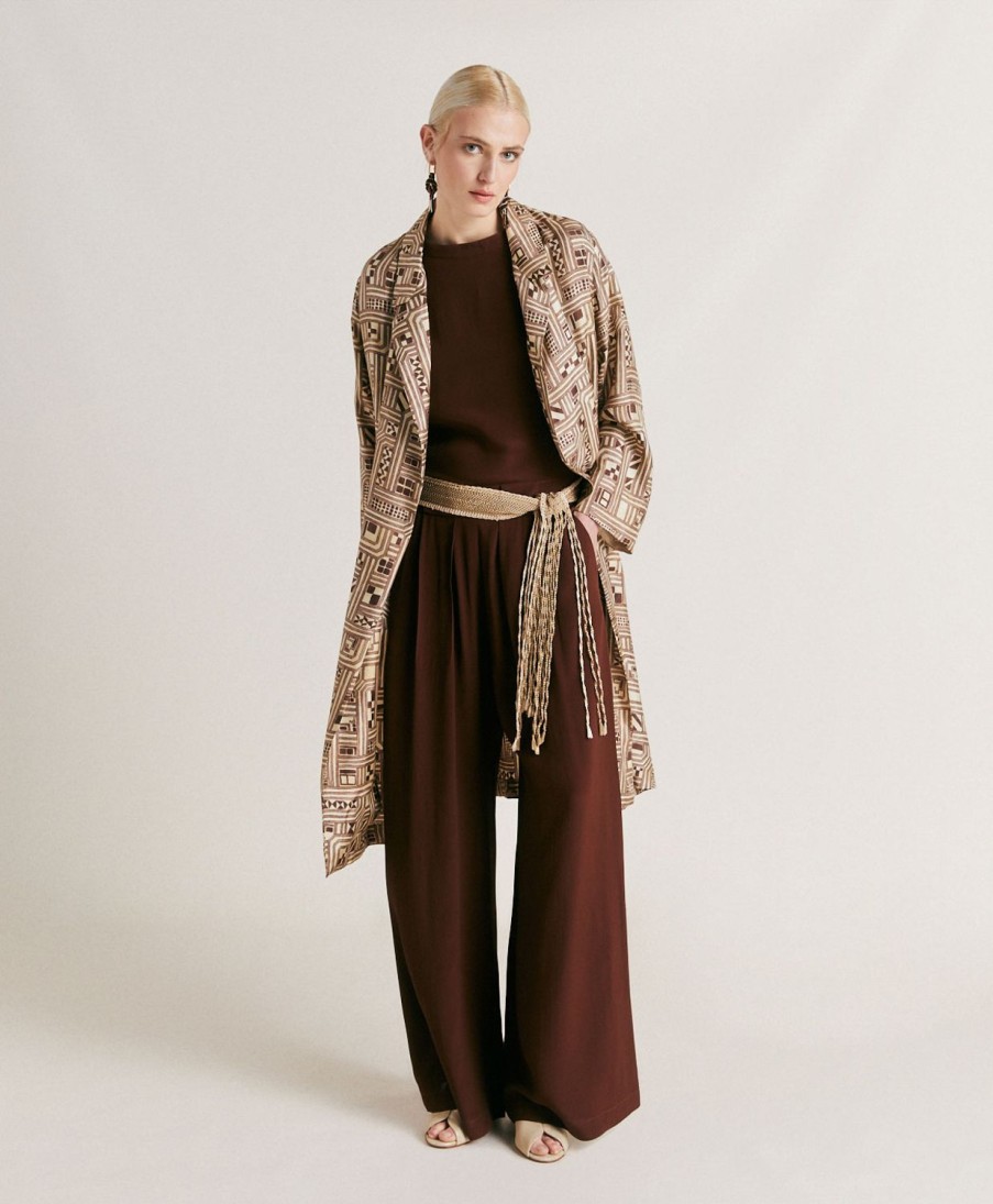 Clothing Momoni | Aspen Pant In Plain Acetate Silk - Chocolate