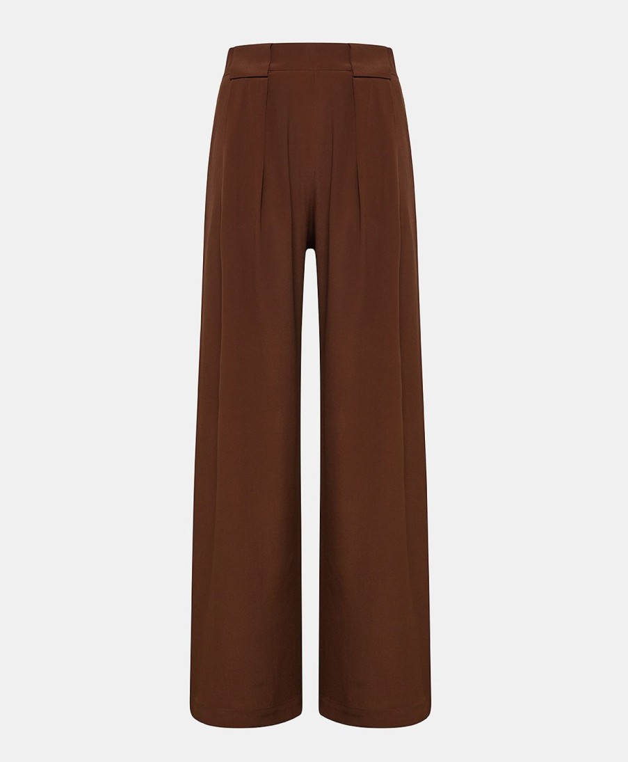 Clothing Momoni | Aspen Pant In Plain Acetate Silk - Chocolate