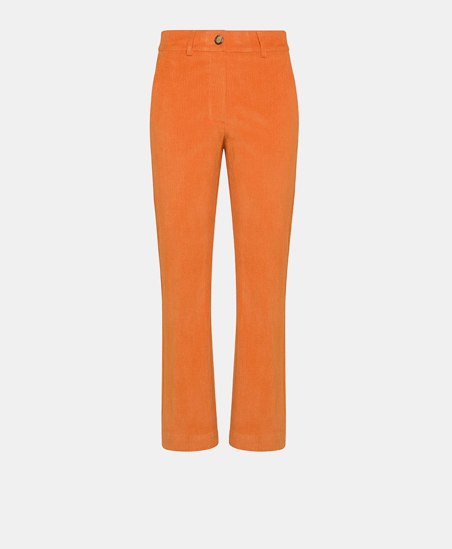 Clothing Momoni | Indra Pant In Stretch Ribbed Co/Mo - Orange