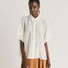 Clothing Momoni | Brooklyn Shirt In Jacquard Cupro - Cream