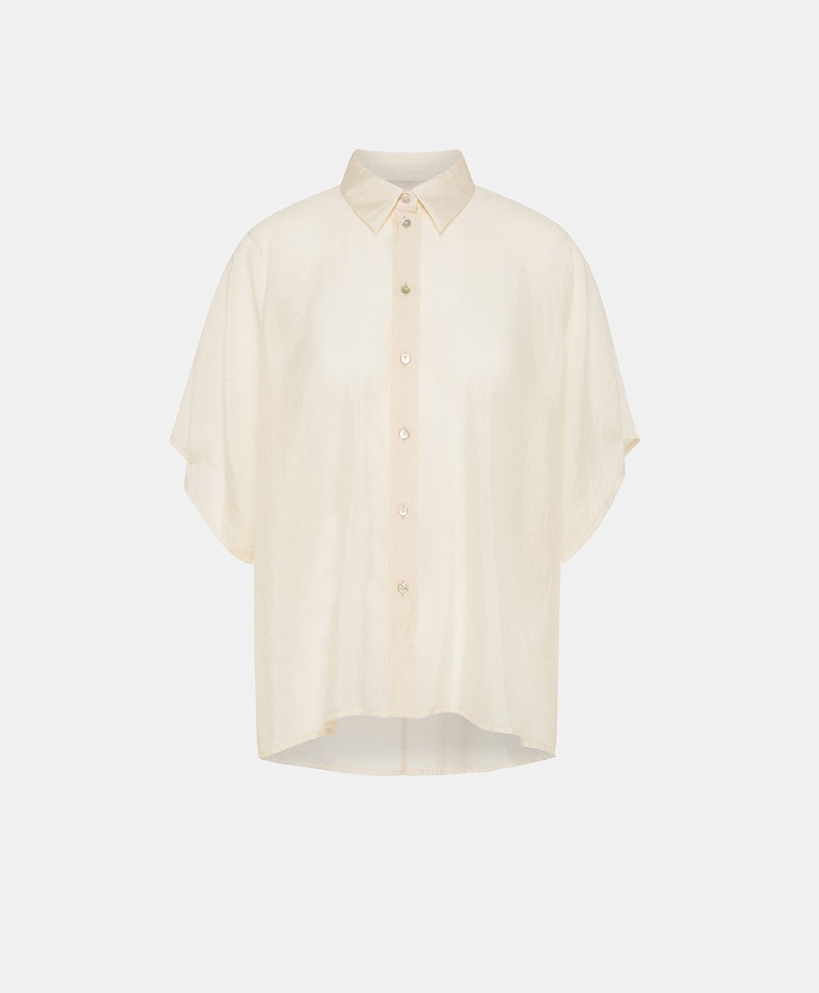 Clothing Momoni | Brooklyn Shirt In Jacquard Cupro - Cream