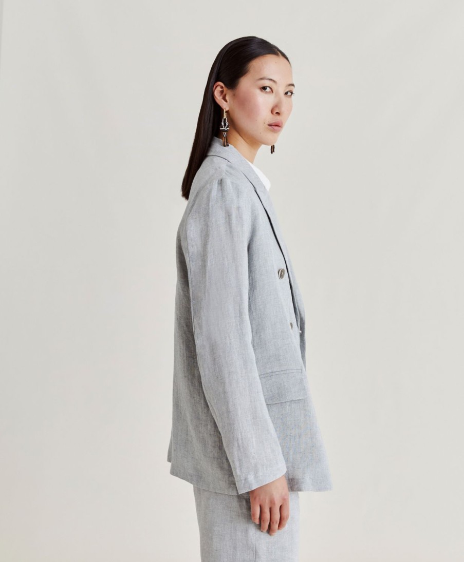 Clothing Momoni | Lilia Jacket In Lurex Linen - Gray