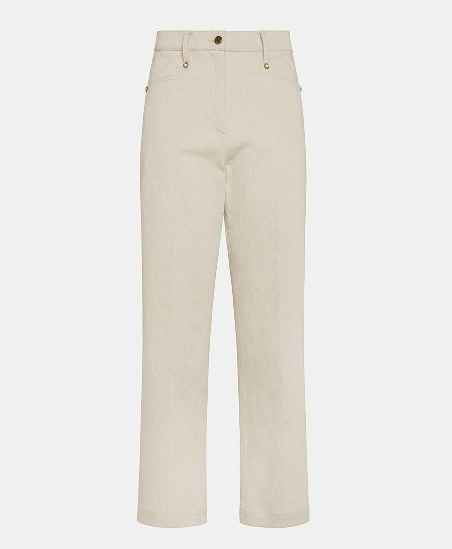 Clothing Momoni | Jacques Pant In Cotton Wool Denim - Beige