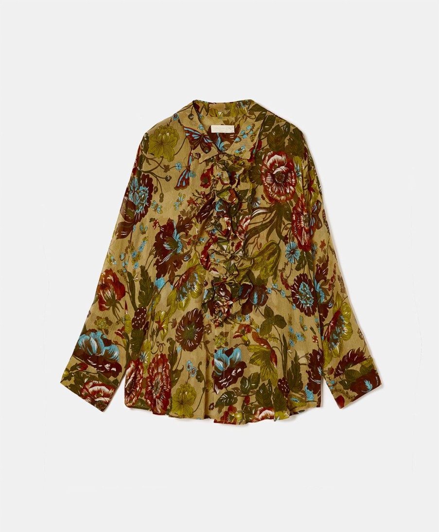 Clothing Momoni | Bilancia Shirt In Printed Crepon - Beige/Multicolour