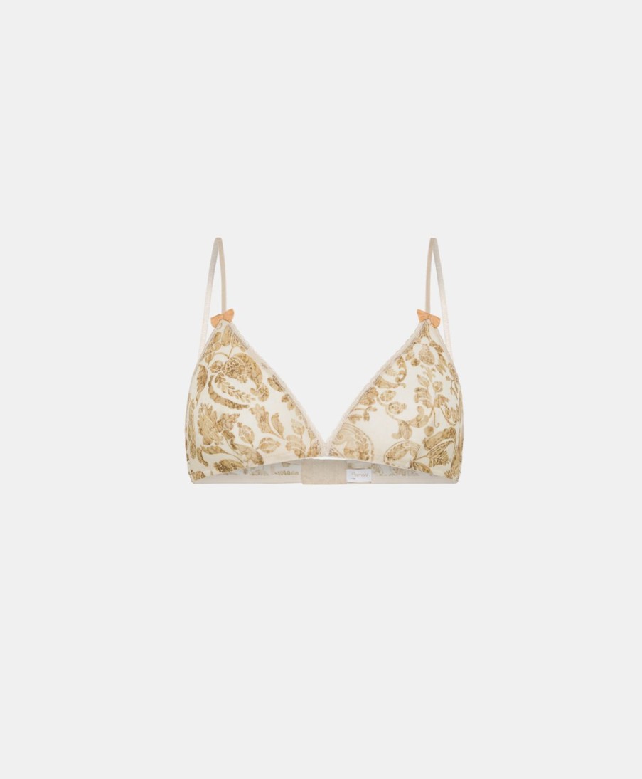 Underwear Momoni | Amethist Bra In Printed Nylon - Cream/Multicolor