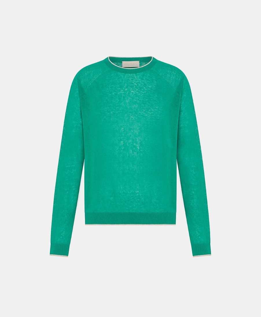 Clothing Momoni | Rio Knitwear In Linen - Emerald Green