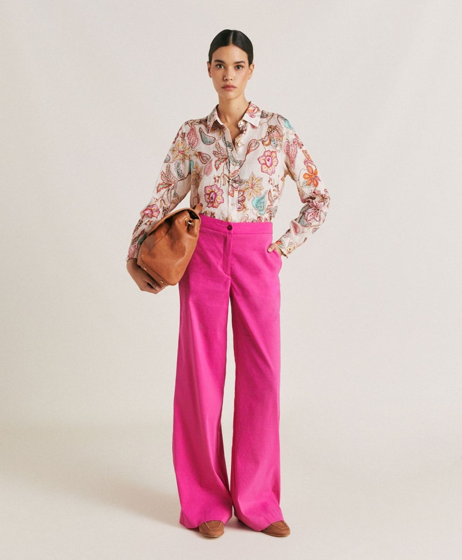 Clothing Momoni | Candeo Pant In Cotton Linen - Fuchsia