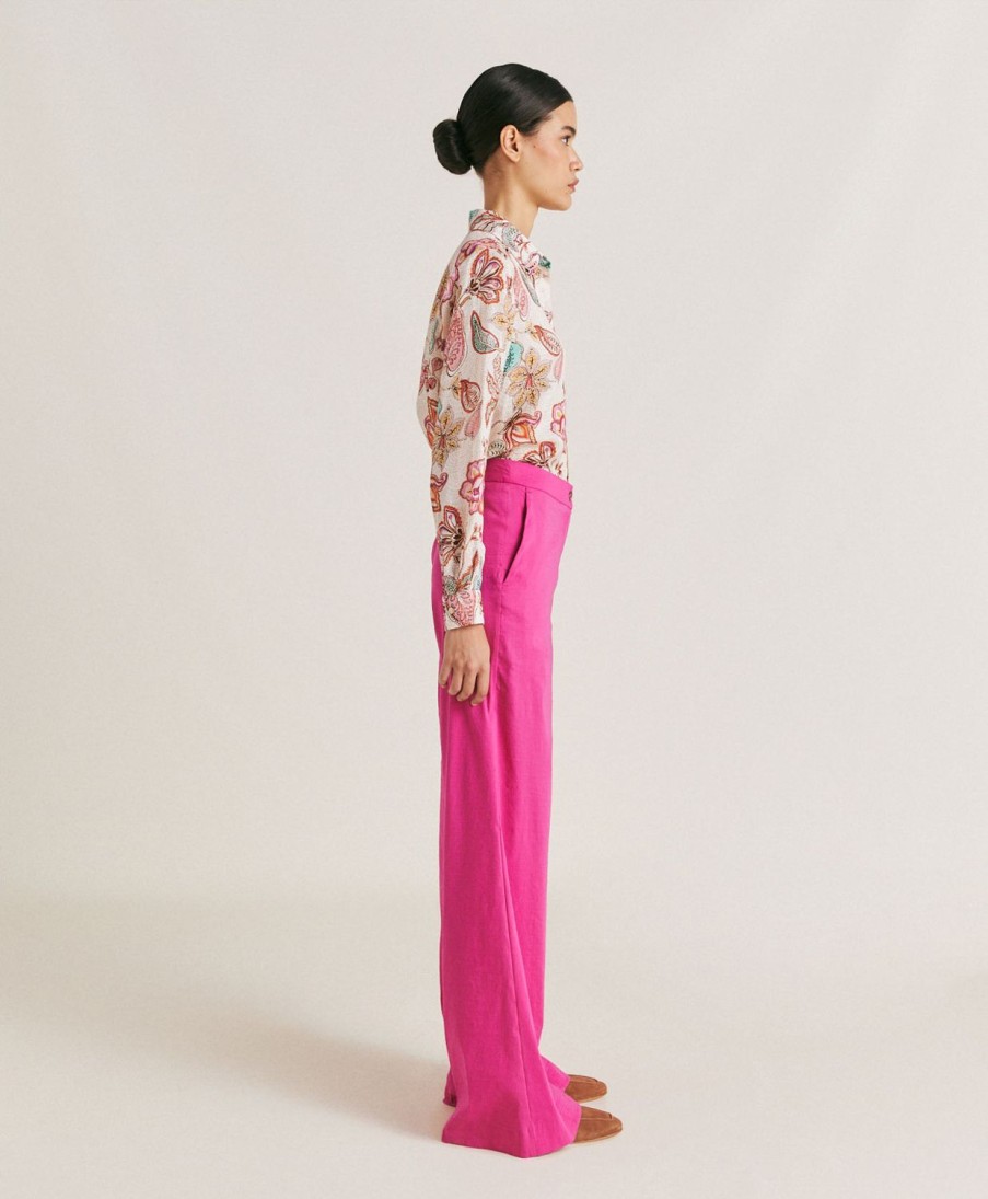 Clothing Momoni | Candeo Pant In Cotton Linen - Fuchsia