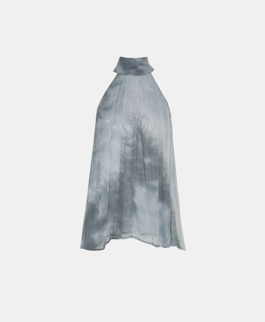 Clothing Momoni | Andre Top In Tie Dye Crepon - Sea