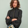 Clothing Momoni | Thierry Blouse In Lurex Stripe Gauze - Multicolor Blue