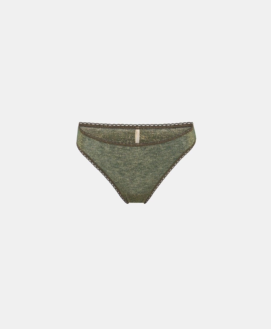 Underwear Momoni | Arca Slip In Lurex Jersey - Forest Green