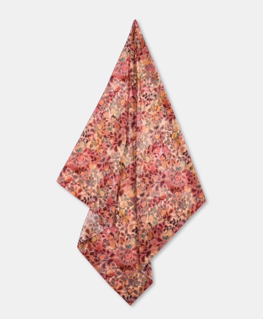 Shoes And Accessories Momoni | Benoit Foulard In Printed Silk Twill - Multicolor Pink