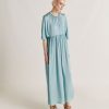 Clothing Momoni | Ginevra Dress In Plain Silk - Cerulean