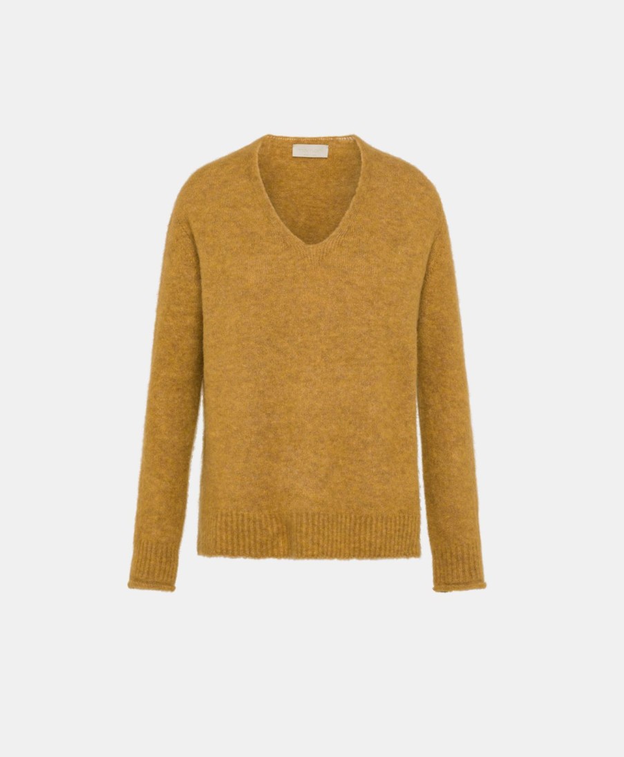 Clothing Momoni | Ostrya Knitwear Fleece-Effect Baby Alpaca - Camel