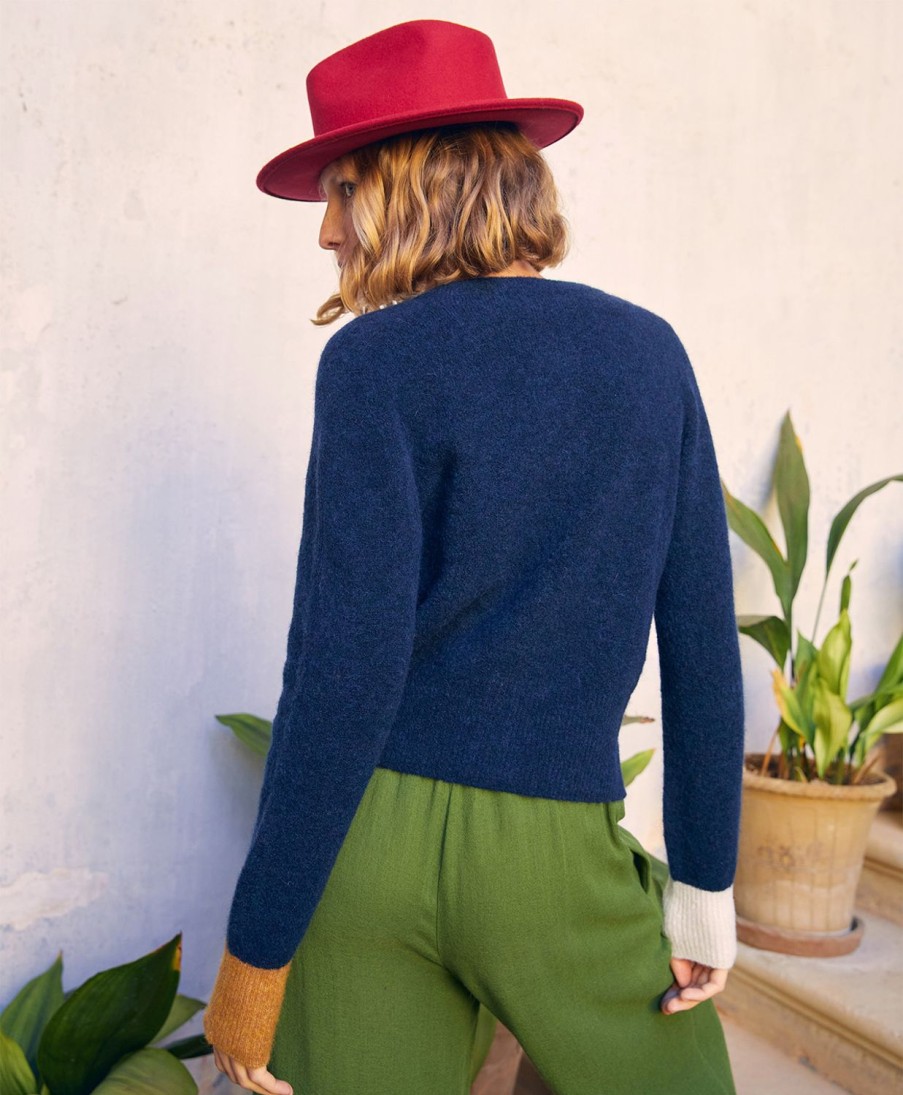 Clothing Momoni | Cardigan Amaury In Colour Block Baby Alpaca - Blue