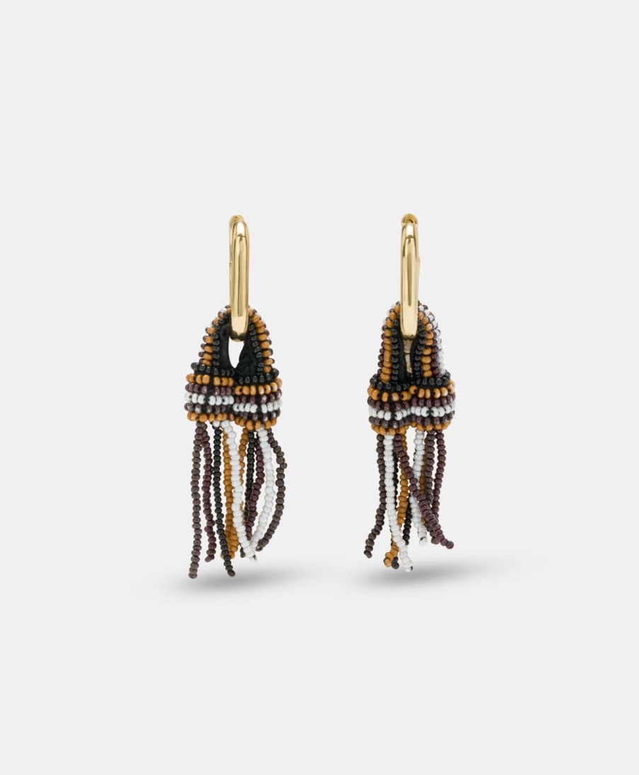 Shoes And Accessories Momoni | Nodu Earrings With Beads - Cocoa Multicolour