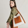 Shoes And Accessories Momoni | Geraldine Bag In Leather And Canvas - Beige