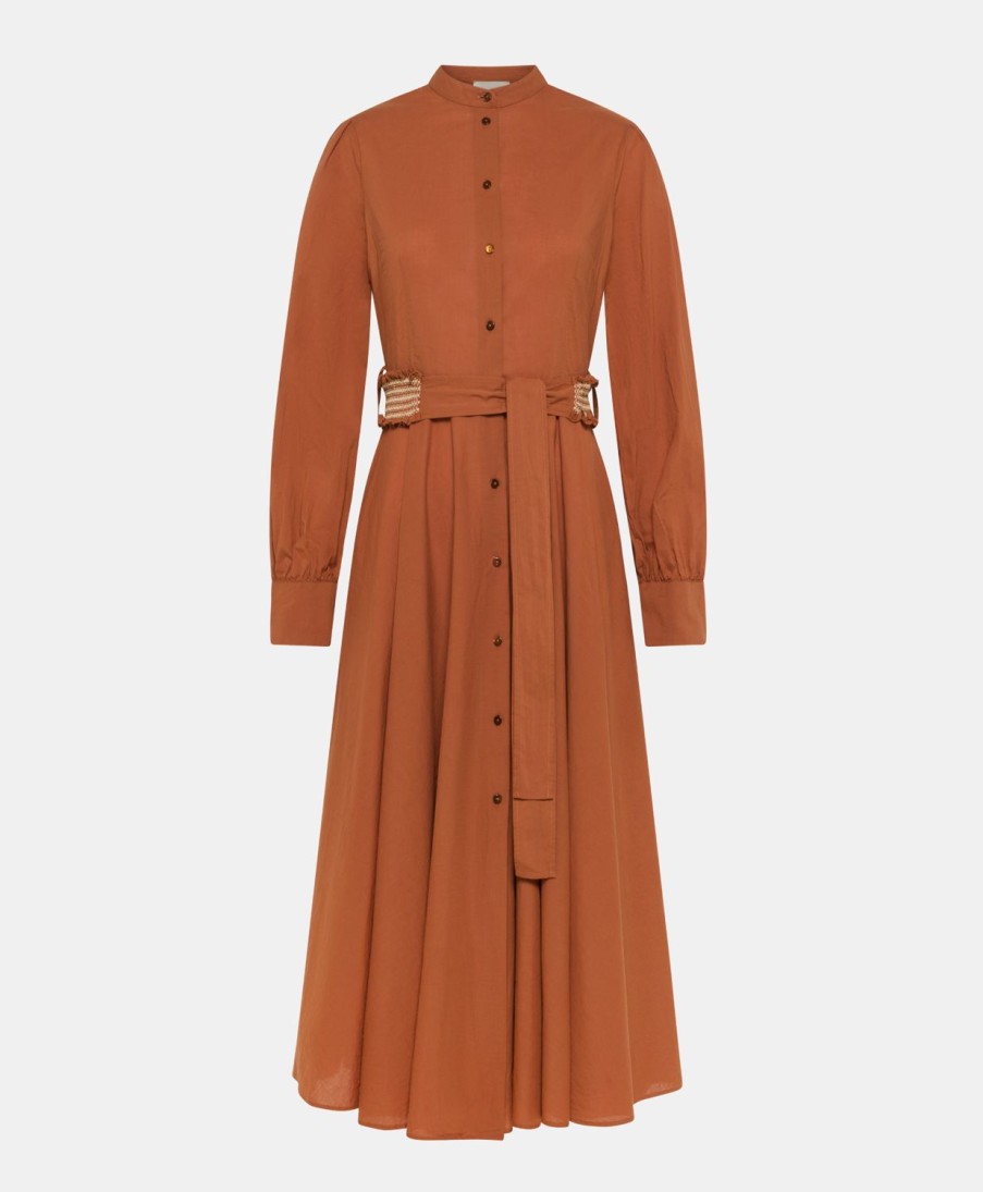 Clothing Momoni | Sinzias Dress With Cotton Voile - Terracotta